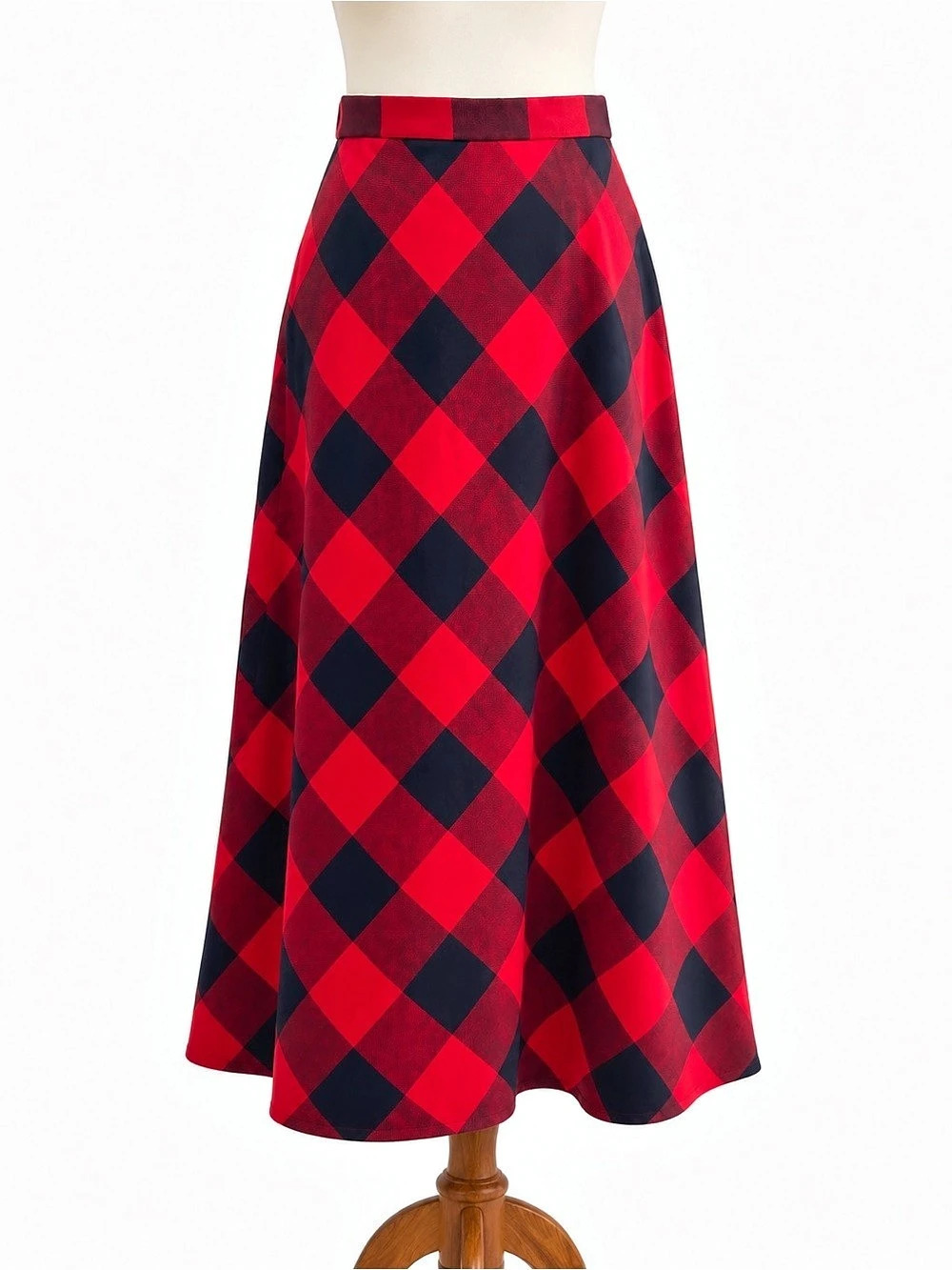 Talbots Plaid Midi Skirt in Red & Black Size 4 Like New 100% Wool Holiday